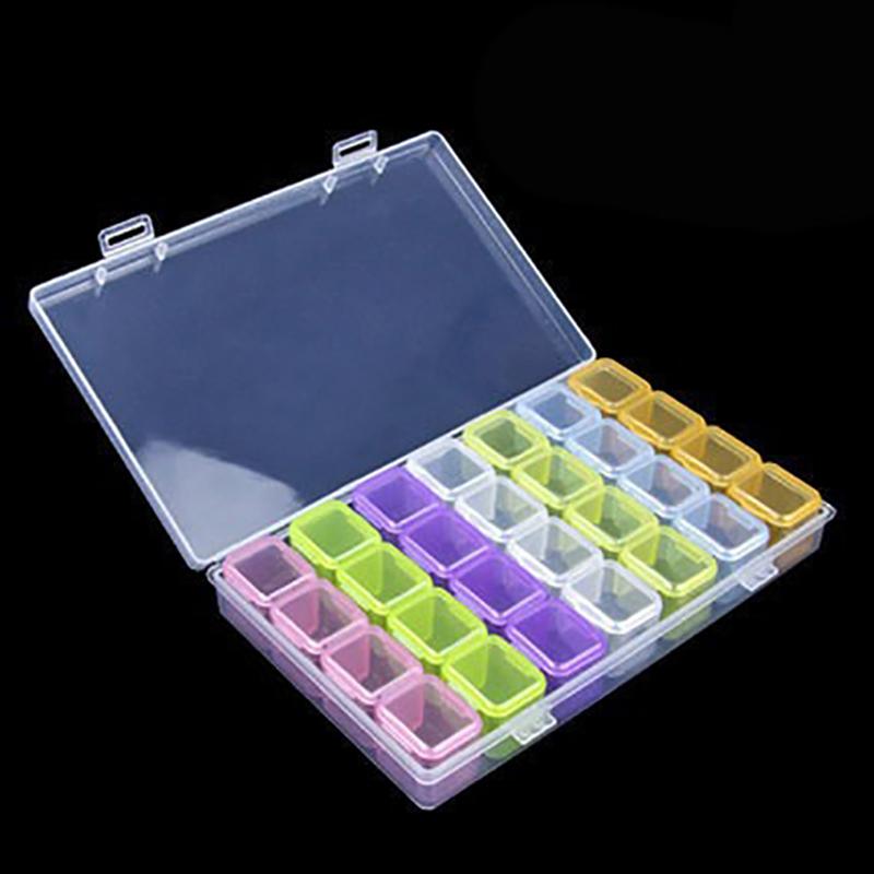 

28 Compartment Adjustable Clear Plastic Storage Box For Jewelry Earrings Beads Screws Small Accessories Storage Box A2