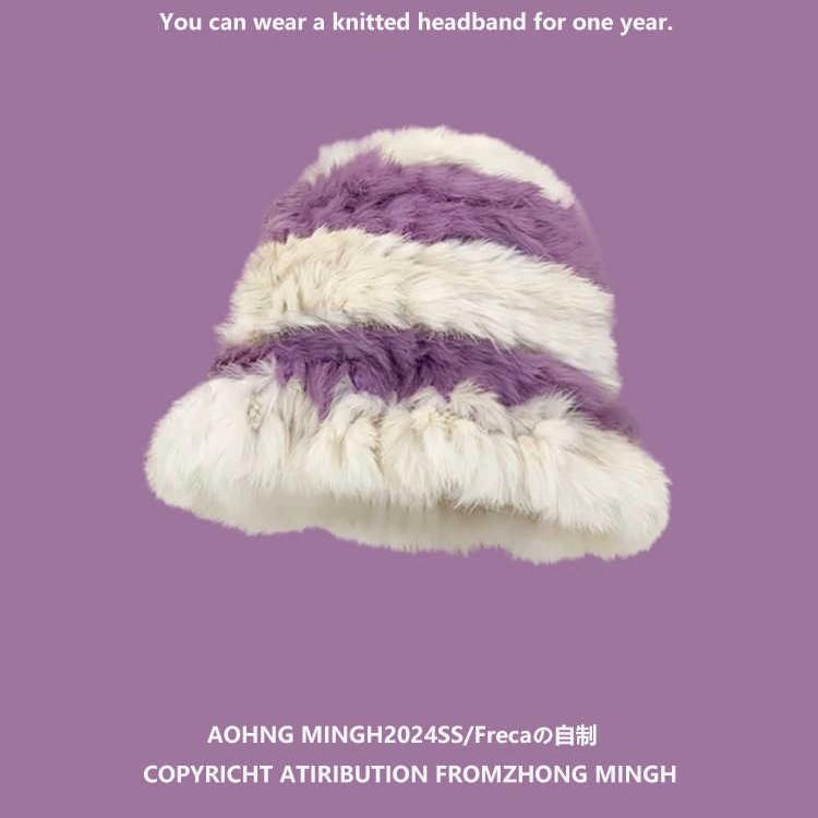 Women S Winter Warm Earmuff Knitted Hat Korean Style Rabbit Hair Blend
