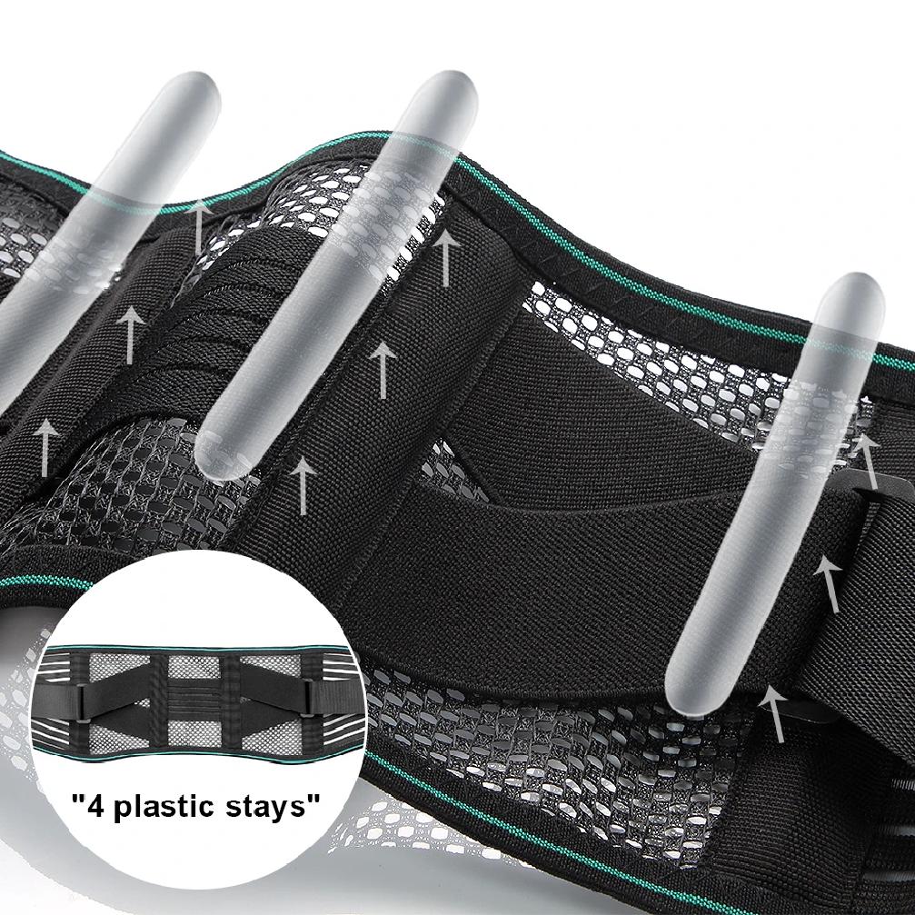 Adjustable Lumbar Support Belt For Sciatica Pain Relief Lower Back Brace With 4 Steel Stays Breathable Stabilizing