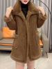 Women's Warm Leather & Fur Jacket - Autumn/Winter Long Sleeve Lapel