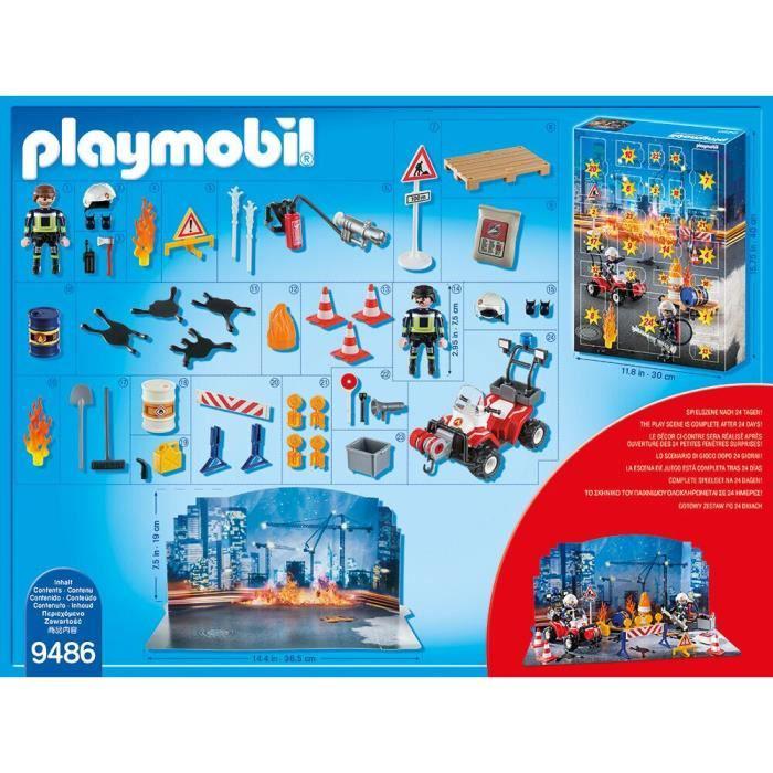 Calendrier de l'avent playmobil - pompiers incendie chantier - modèle 9486 - mixte