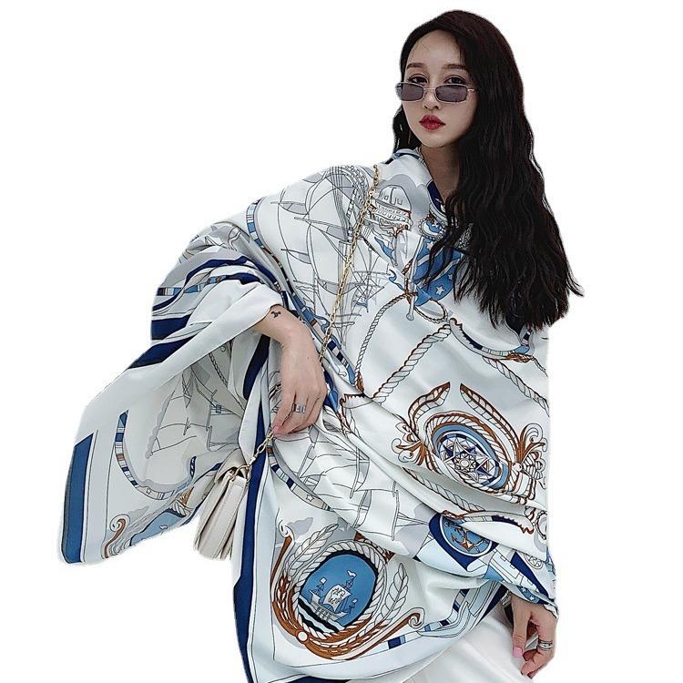 Seidenschal für den Sommer Dünner Damen Supergroßer Multifunktionaler und Vielseitiger Dekorativer Strandurlaub Sonnenschutz Großer Schal Strandtuch