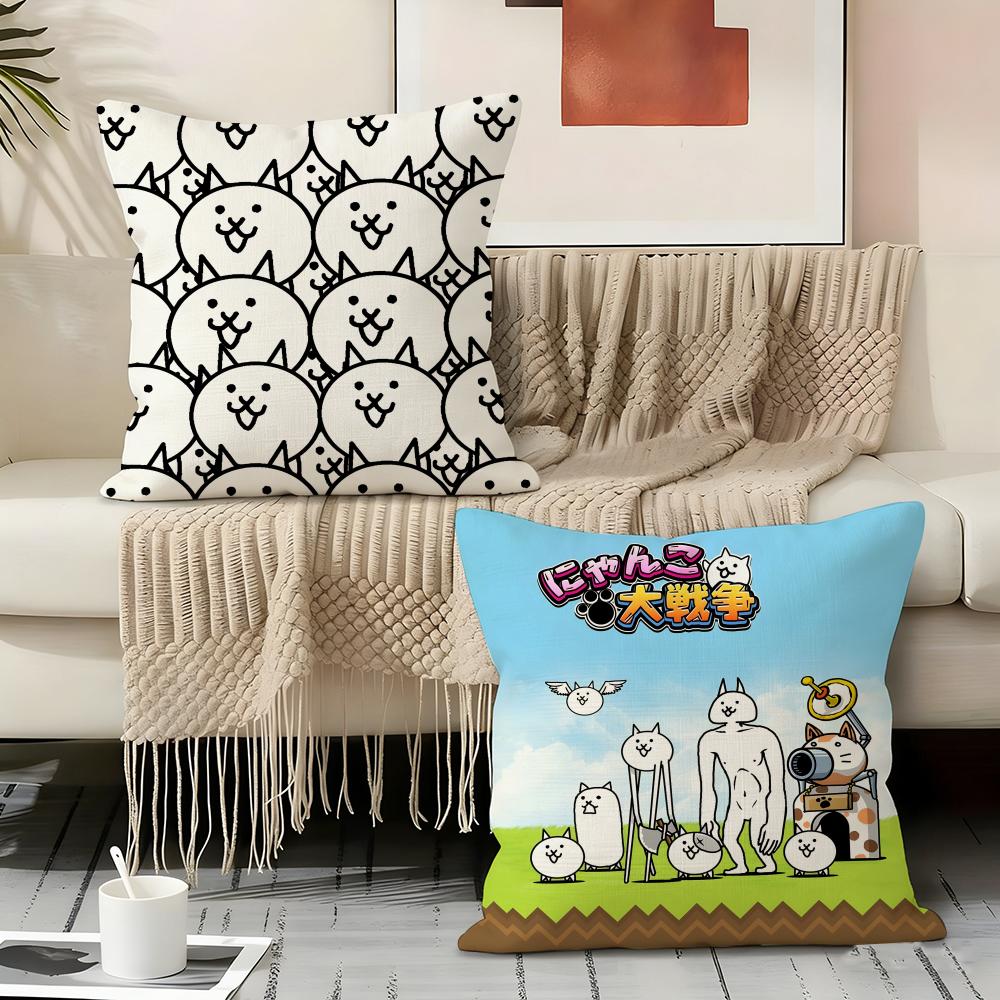 The B-Battle Cats Cute Pillow Case Pillowcase, Double-Sided Printed, Sofa Cushion, Bedroom Headboard Pillow