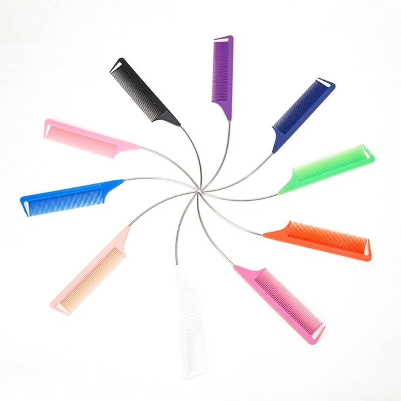 Professional Hair Parting Combs Carbon Fiber Pin Tail Combs With Metal Pin For Salon Styling Hairdressing Comb