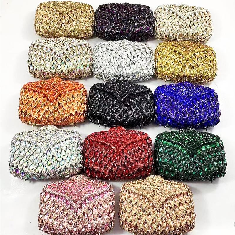 Silver/Blue Large Rhinestone Evening Clutch Purse WHTUOHENG Square Shape Crystal Handbags Diamond Party Prom Purses Minaudiere
