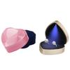 Ring Box Heart Shaped with LED Light Pocket-sized Portable Ring Case for Proposal Engagement Wedding