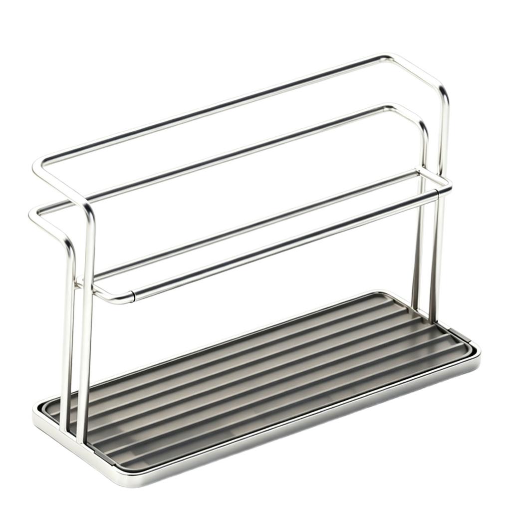 2-Tier Bottle Drying Rack with Drain Tray Stainless Steel Coffee Mug Holder Easy To Clean Slanted Design for Kitchen Countertop