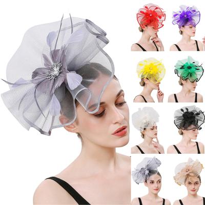 Women Girls Mesh Fascinators Hat Cocktail Party Headband  Wedding Hat