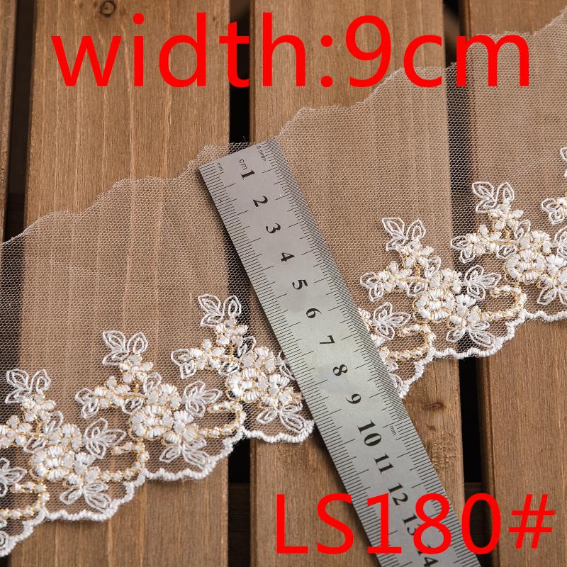 5yards/lot Gold Flower Embroidery Lace Ribbon Trim Fabric For Wedding Dress 9/11cm Wide DIY Crafts Needlework Sewing Accessory
