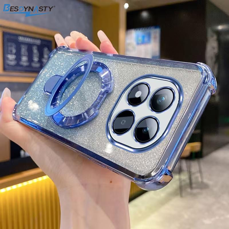 Glitter Ring Holder For Magsafe Phone Case For Samsung S26 S25 S24 S23 S22 S21 Plus FE Ultra Edge Shockproof Soft Silicone Cover