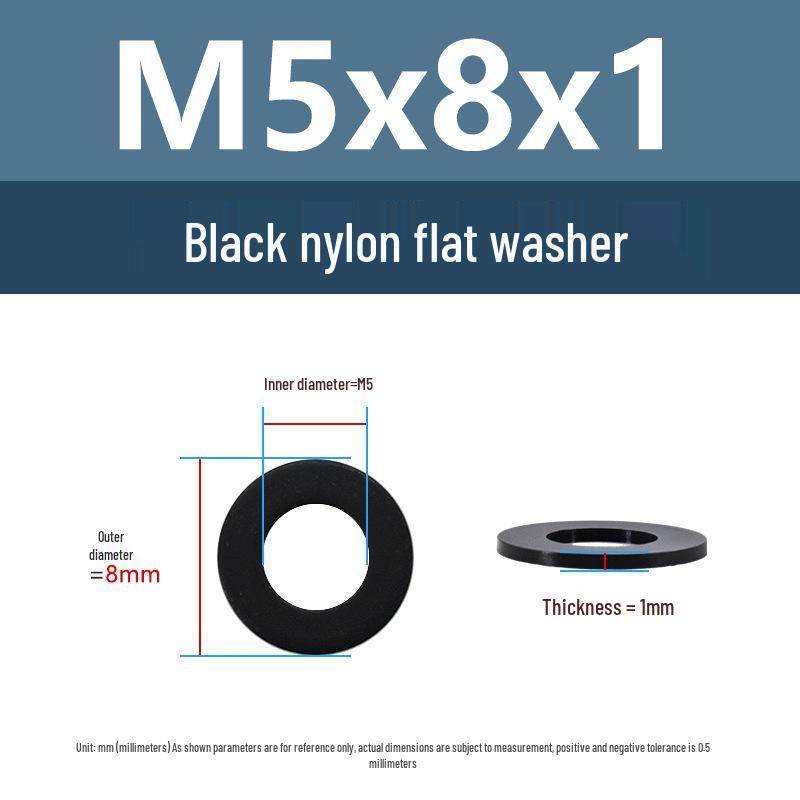 Yigu High-Temperature Insulated Black Nylon Flat Washer (M2, M3, M10, M16, M24)