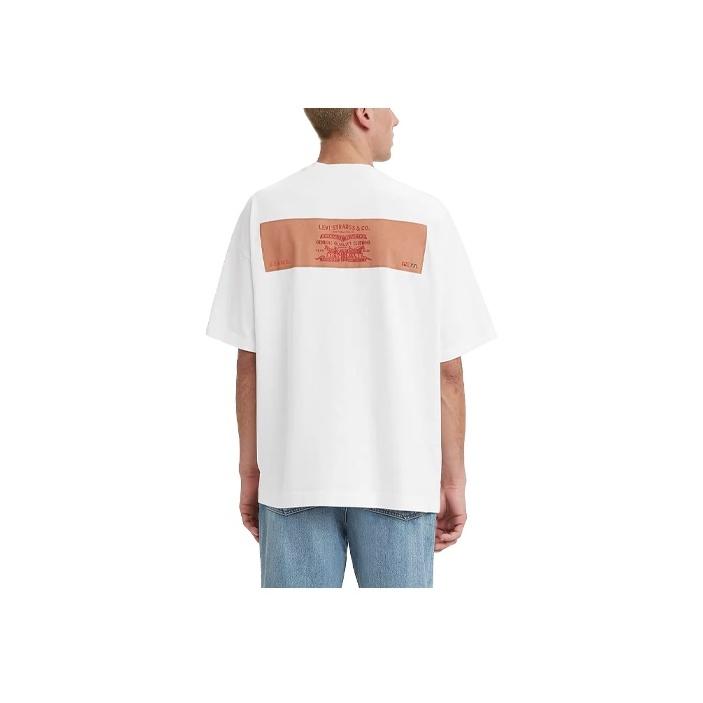 Levis X Beams Collaboration Super Wise Logo Tee Cotton Solid Color Crew Neck Short Sleeve T-Shirt Men Tops White A2266-0000