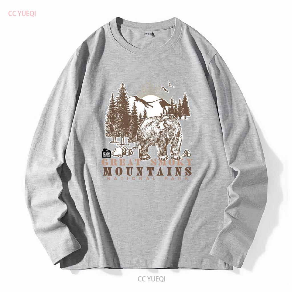 Great Smoky Mountains Bear in the Woods Mens T Shirt long or short sleeves vintage Washed Top For Everyday Wear Stylish