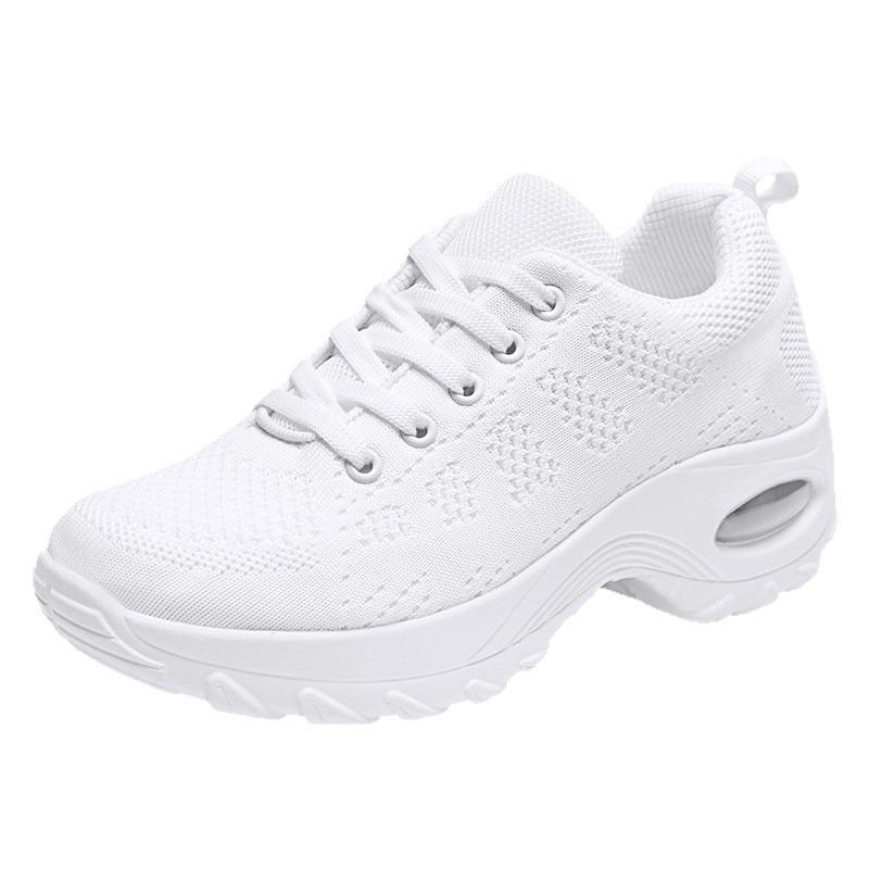 Damenschuhe Sommer Dicksohlige Hohe Schuhe Outdoor Täglich Fliegende Gewebte Oberfläche Atmungsaktiv und Leichtgewichtige Sportschuhe