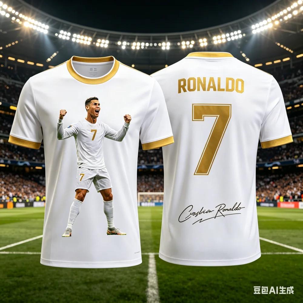 All Season Kids & Adults Ronaldo #7 Fan Football Jersey Polyester Breathable Comfortable Sports World Cup Top