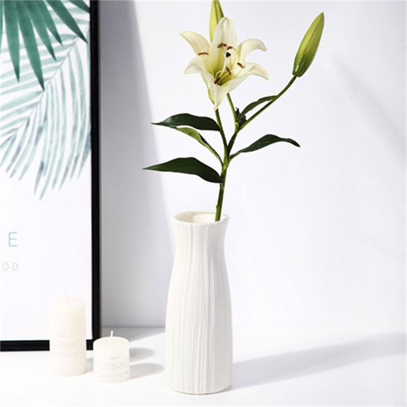 62KD 6PCS Elegant Plastic Flower Holder Vases With Subtle Texture Small Storage Bottle For Home Decoration