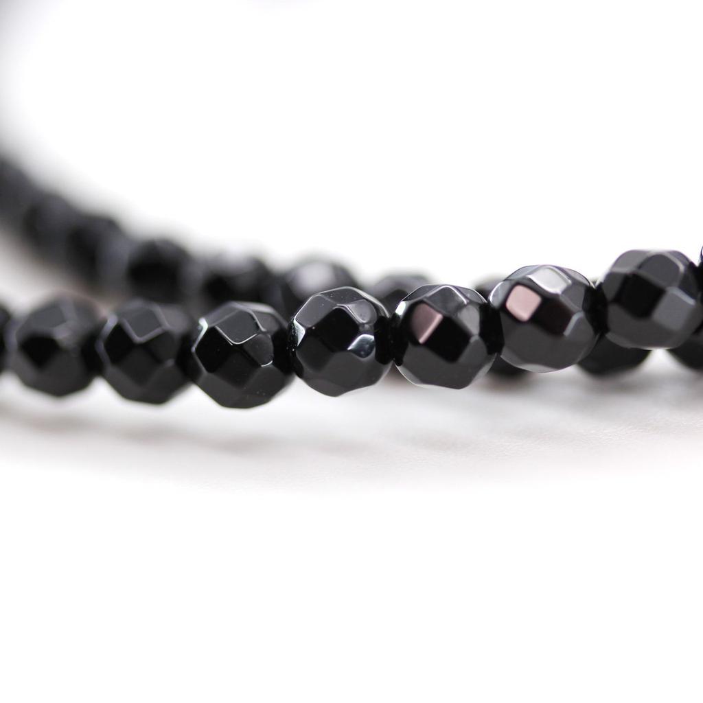 [Ishiki] Onyxhalsband, Natursten, 64 Fasetter, 45 cm Längd, Herr, Storlek 145