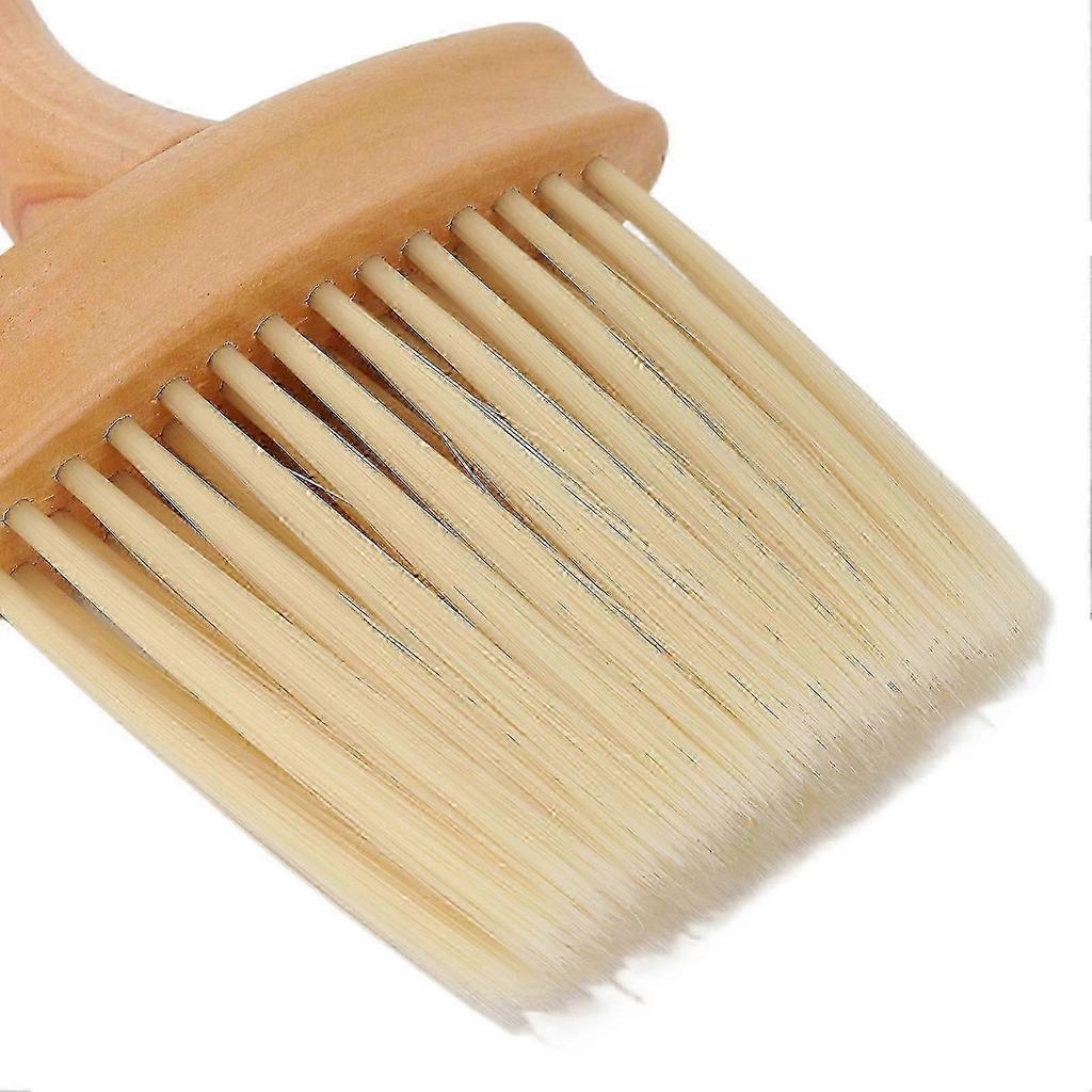 Barber Brush Neck Duster Nylon Bristles Simple Style Neck Duster with Wooden Handle Barber Brush for Hair Cutting