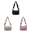 Nylon Shoulder Bag For Women With Drawstring Closure And Wrinkled Design For Daily Casual Wear