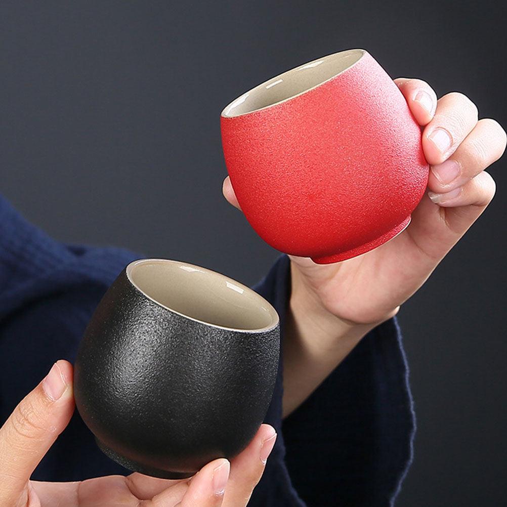 Ceramic Tea Cup for Home Use Elegant Simple Design High Temperature Resistance Non-Cracking Black Sample Teacup for Tea