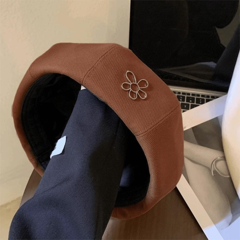 Flower Octagonal Hat Big Head Circumference British Painter Caps Fashion Artist Hat  Autumn