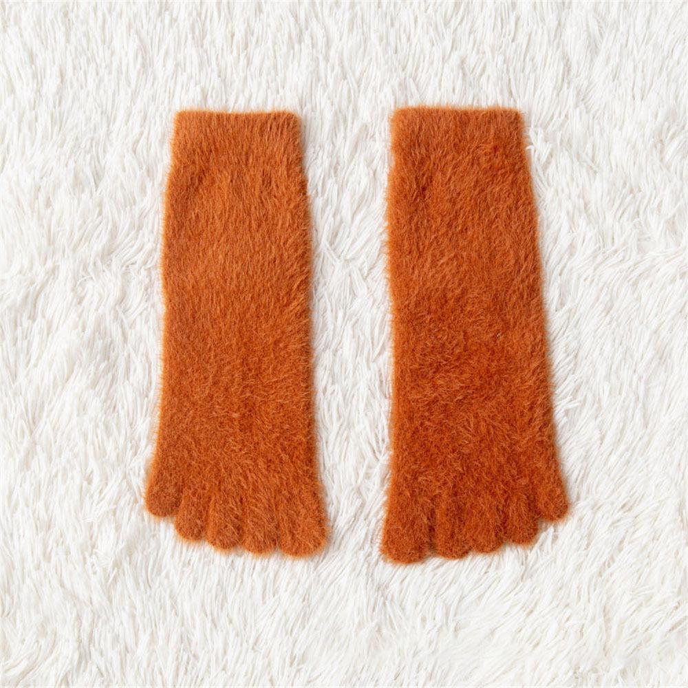 

Soft Cozy Five Finger Socks Coral Fleece Hosiery Fashion Toe Socks Female помаранчевий