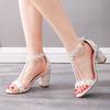 Kristall Königin Elegante High Heels 7cm Damen Bankett Sandalen Plateau Zehen Hochzeits Schuhe Weiß Spitze Partykleid Pumps