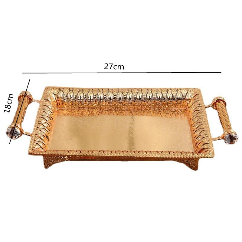 Kitchen Supplies, Hotel KTV Fruit Tray, Metal Service Gold, Rectangular Handle Decorative Nuts, Candy, Snacks