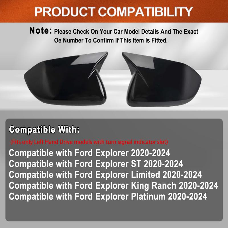2pcs Rearview Side Mirror Cover Wing Cap Exterior Door Rear View Case Trim For Ford Explorer     2024