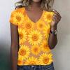 Women's Casual V Neck Short Sleeve Floral Print T Shirt Lightweight Summer Top Relaxed Fit Comfortable Fabric
