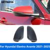 Rearview Mirror Cover Trim For Hyundai Elantra Avante -2024 2025 Carbon Fiber Side Mirror Protector Accessories Car Styling