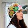 Colorful Bohemian Crochet Women's Beanie Hat, Spring Summer Artistic Cutout Floral Knitted Hat, Vintage Style Elastic Skull Hat