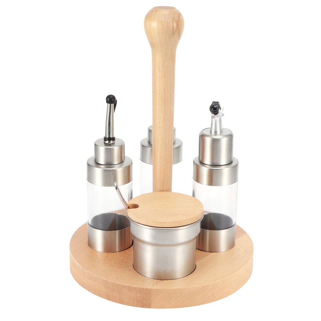 Cruet Condiment Spice Pepper Jar Box Seasoning Storage Container Pot Rack Set Kitchen Cooking