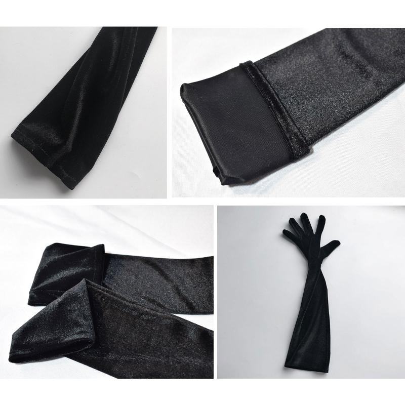 Lange Ärmel Opernshow-Handschuhe für Damen Samthandschuhe 1920er Flapper Dehnbar Ellbogenlang Halloween-Kostümhandschuhe