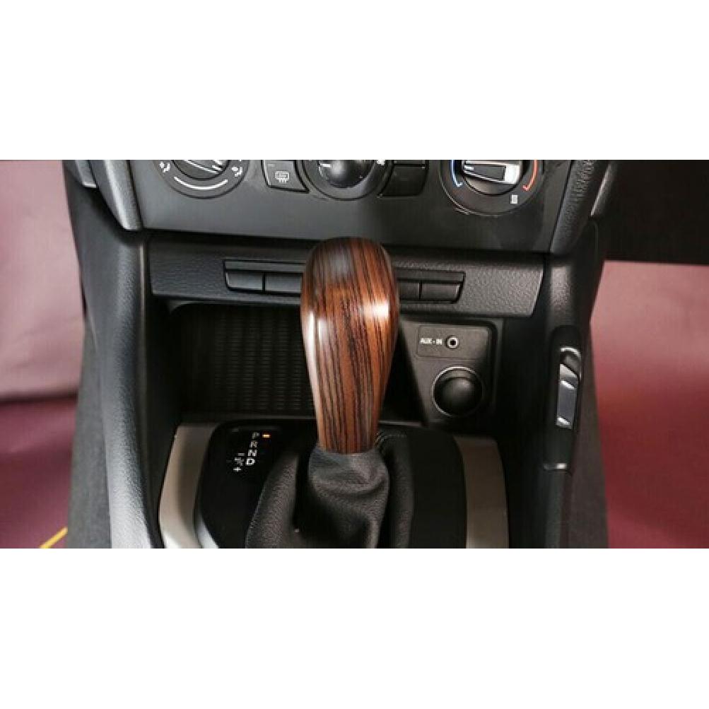 Cover Trim For BMW 1 Series Wood Grain E81 Brown Central Console Gear Shift Knob