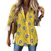 Women Street Fashion Shirt Abstract Evil Eye Casual 2025 New Spring and Autumn Blouse Long Sleeve Vintage Print Office Blouses