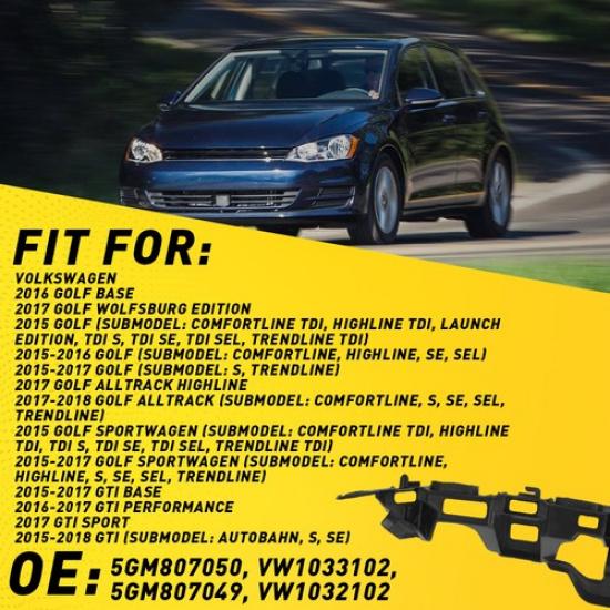 Bumper Bracket For 2015-2016 Volkswagen Golf Front GTI Driver & Passenger Side V