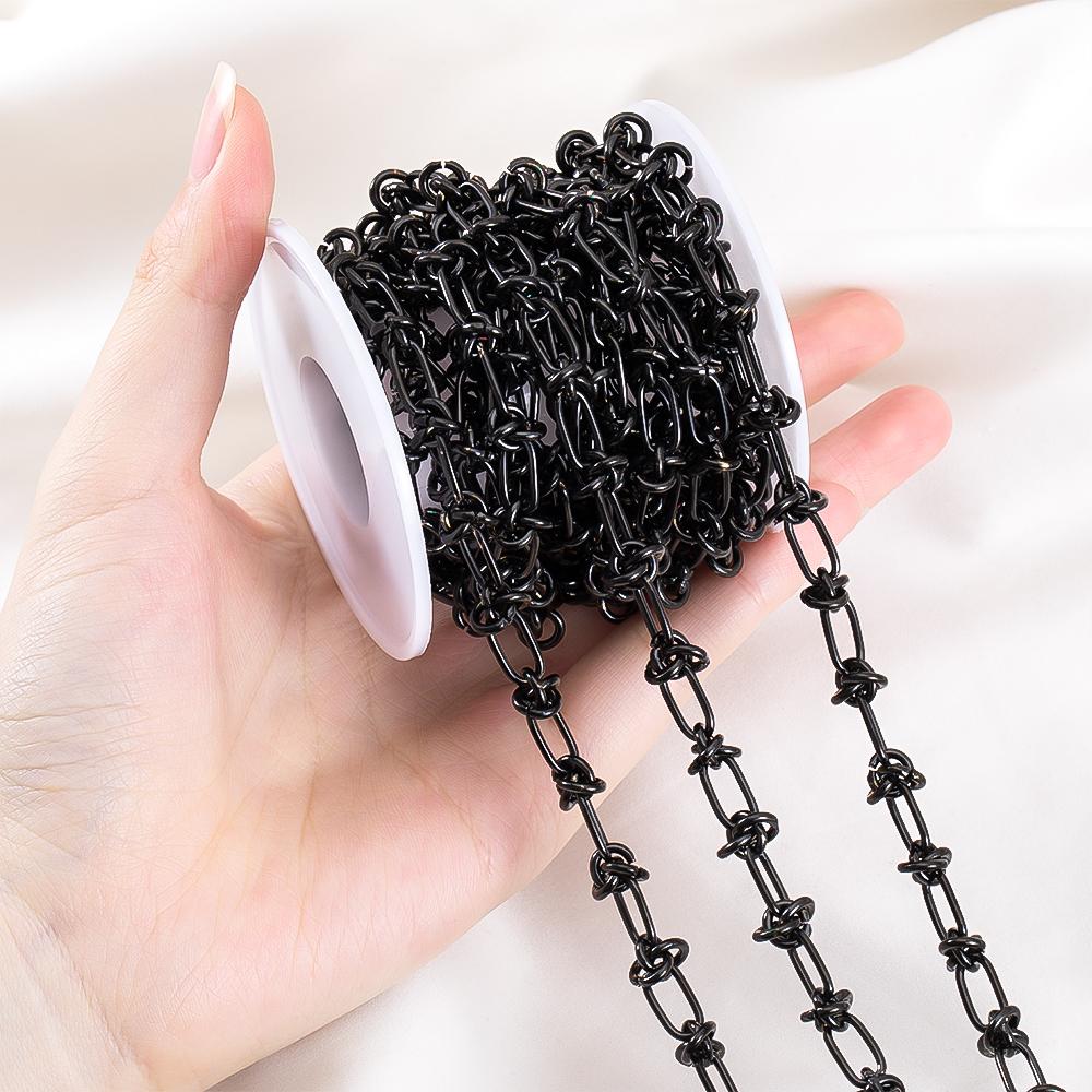 1M Stainless Steel Chunky Knot Chains DIY Hip Hop Chokers Men Necklaces Bracelets Findings Jewelry Making Accessories Supplies