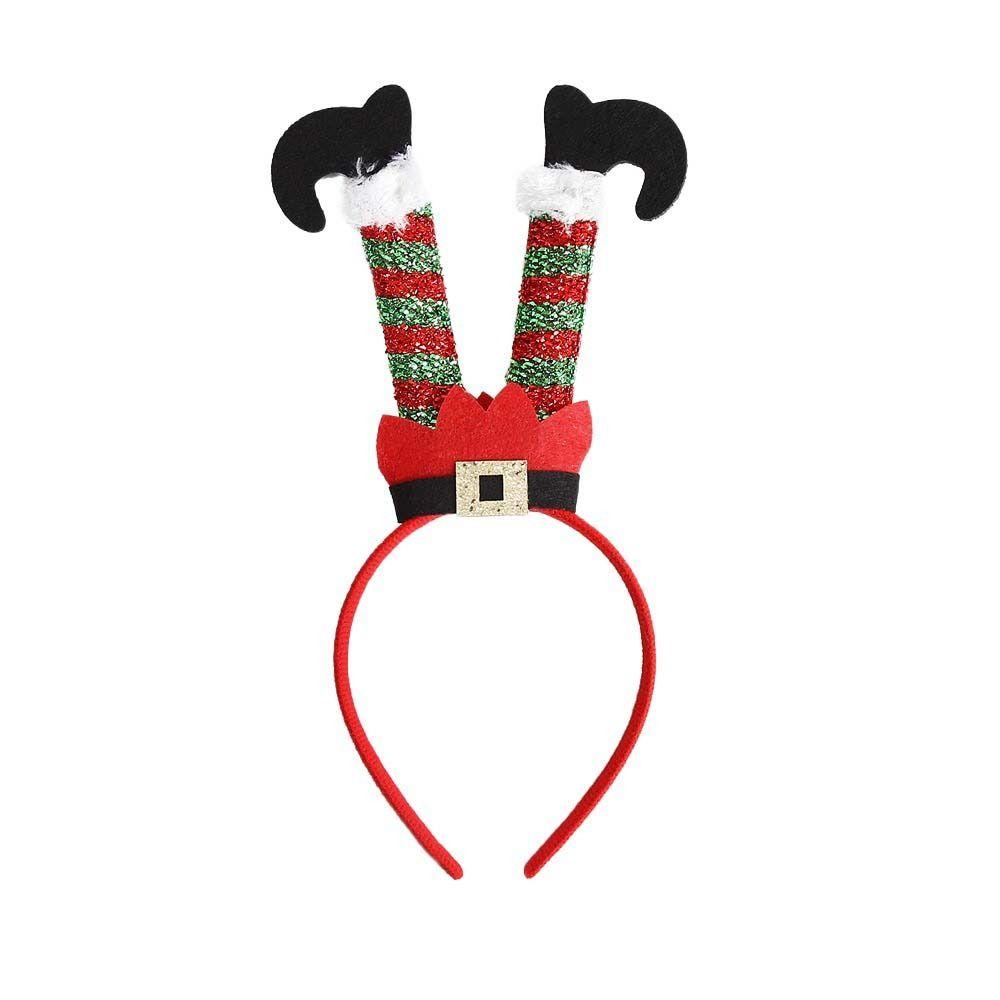 Plaid Christmas Hair Hoop Long Leg Christmas Cap Hair Bands Santa Claus Headband  Female/Girls