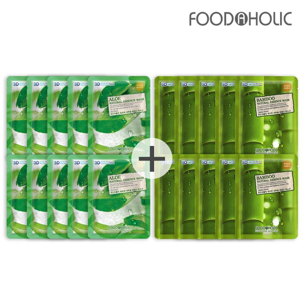 

(20 sheets/aloe + bamboo) Food 3D Natural Essence Mask Pack
