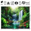 1 Tropical Waterfall and Floral Landscape Wall Hanging - Vibrant natural scene with lush greens  reds