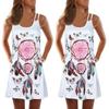 Vintage Boho Women Loose Summer Sleeveless 3d Floral Print Tank Mini Dress For Effortless Style