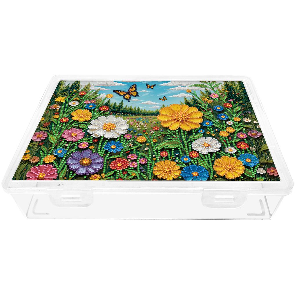 DIY Flower Plastic Large Capacity Diamond Painting Storage Box Exquisite Craft Supplies Storage Box for Home Holiday Gifts