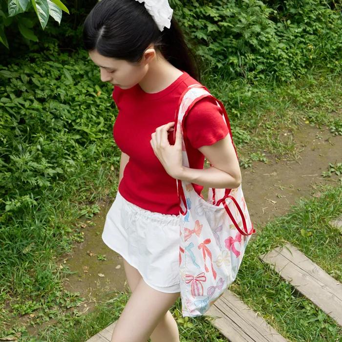 ribbon drawing eco bag