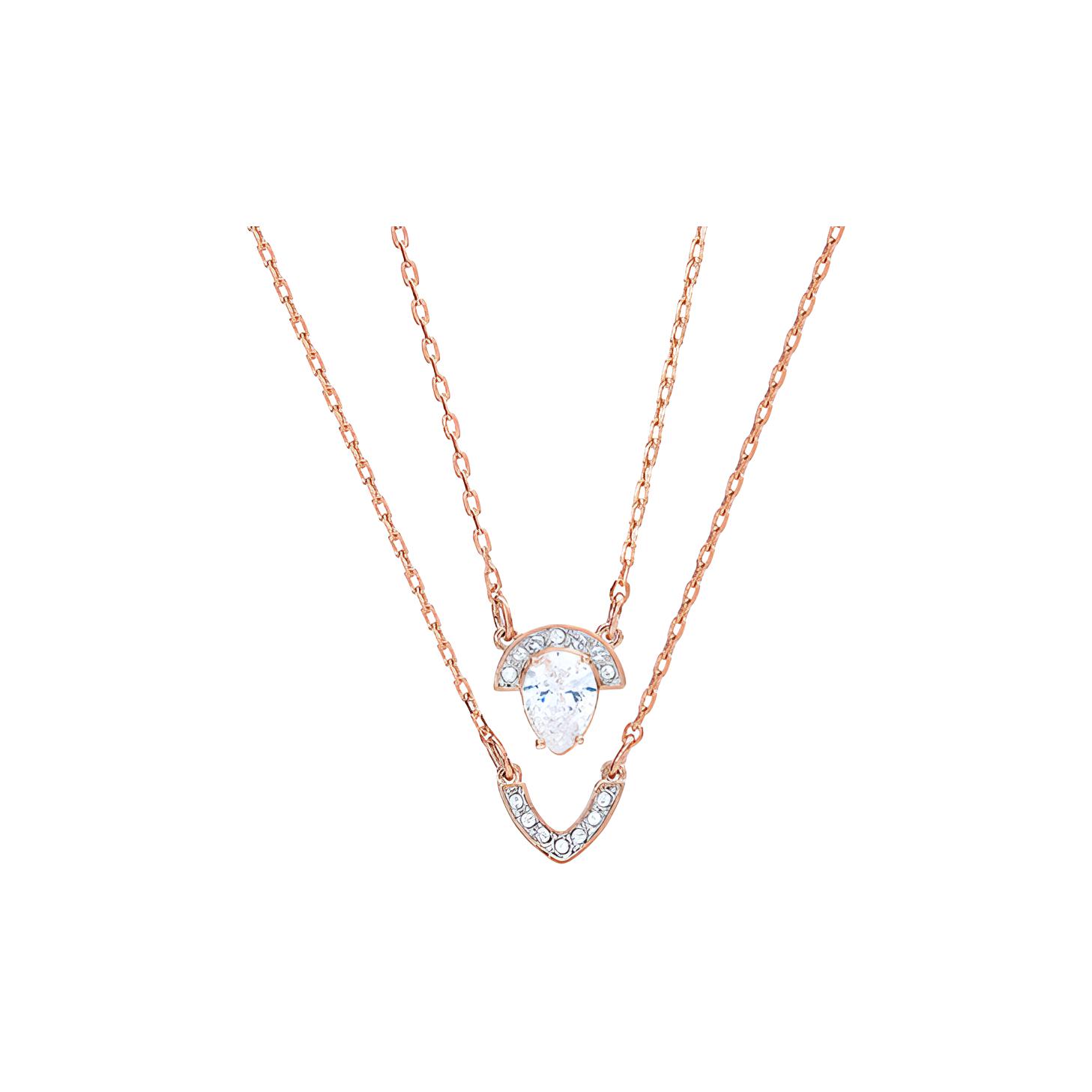 Swarovski Gallery Pear Fashion Double Layer Collarbone Necklace Women necklace Rose-Gold 5278755 Rose Gold