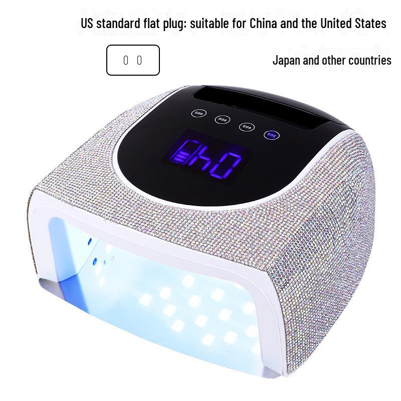 Portable High-Power Nail Lamp with Diamond Inlay – Battery Operated UV Dryer