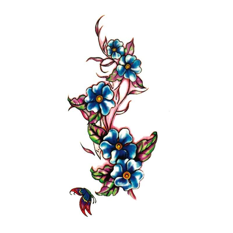 Adesivo de tatuagem de flor de rosa azul, flor de ameixa, padrão grande, capa de braço, adesivo de tatuagem à prova d'água, amostra de tatuagem