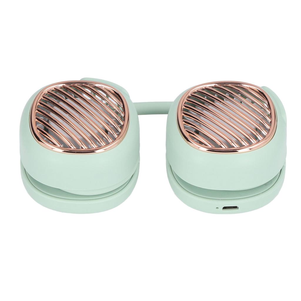 Neck Fan 5 Speed 720 Degree Adjustable USB Charging Retractable Hose Hands Free Portable Fan for Running Cycling Green