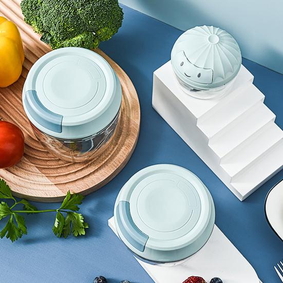 Manual Garlic Masher Detachable Transparent Food Grade Safe High Efficiency Garlic Mincer Chopper with Container Kitchen Onion Vegetable Cutter