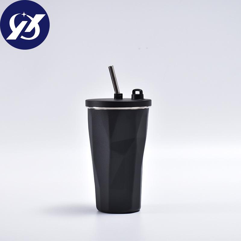 Good-looking Diamond Stainless Steel Cup with Straw Large Capacity Portable Handy Cup Creative Car Accompanying Coffee Cup